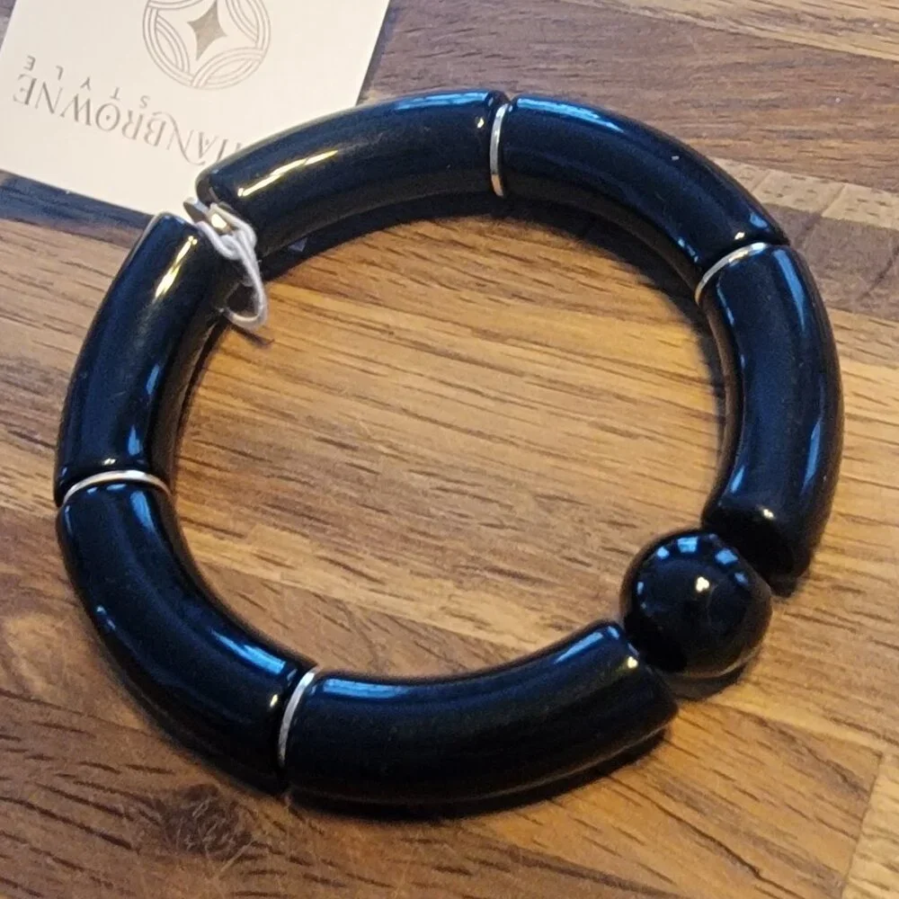 Meghan Browne Style Harry Black Chunky Stretch Bracelet - Picture 2 of 9